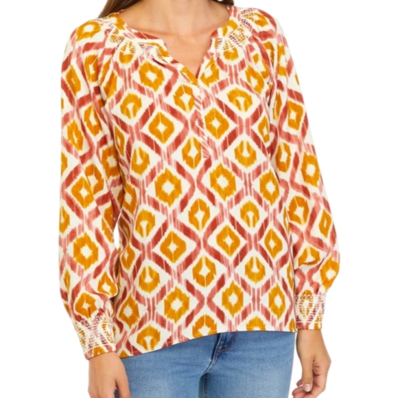 Wonderly Womens Plus Size Multicolor Geometric Blouse Size 2X - Picture 1 of 4